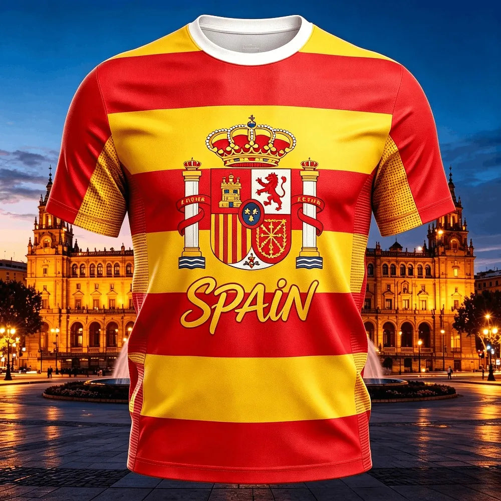 Summer Spain Soccer Jersey Boys Girls Football T-shirt Top Fashion Print Casual Women Short Sleeve Men's Sports Kids Tee Shirt