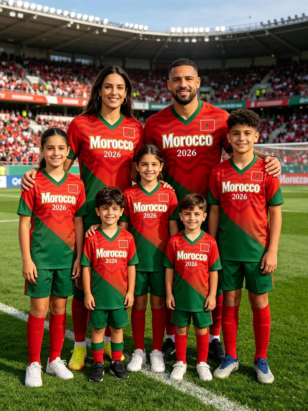 2026 Morocco Football Jersey Tops, Parent-Child Matching Soccer T-shirt, Family Sportswear for Game Day & Casual Wear