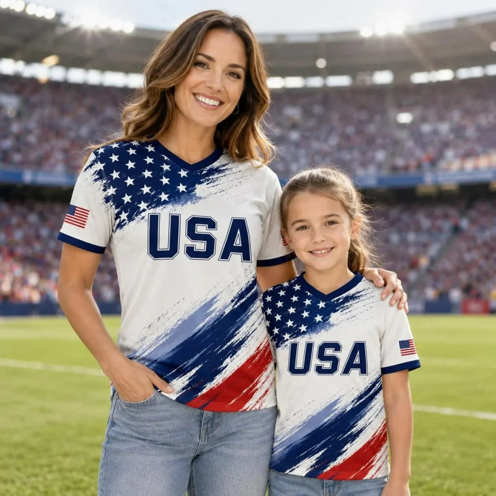 2026 USA Soccer Jersey American Flag Fan Jersey America football jersey Summer Sports Men's T-Shirt Kid's Clothing Tee Woman ﻿