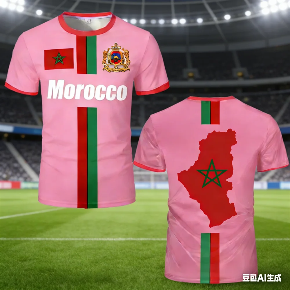 Morocco Football Jersey Maillot Football T Shirts New Design Trendy Short Sleeve Quick Drying Team Uniforms Moroccan Flag Tees