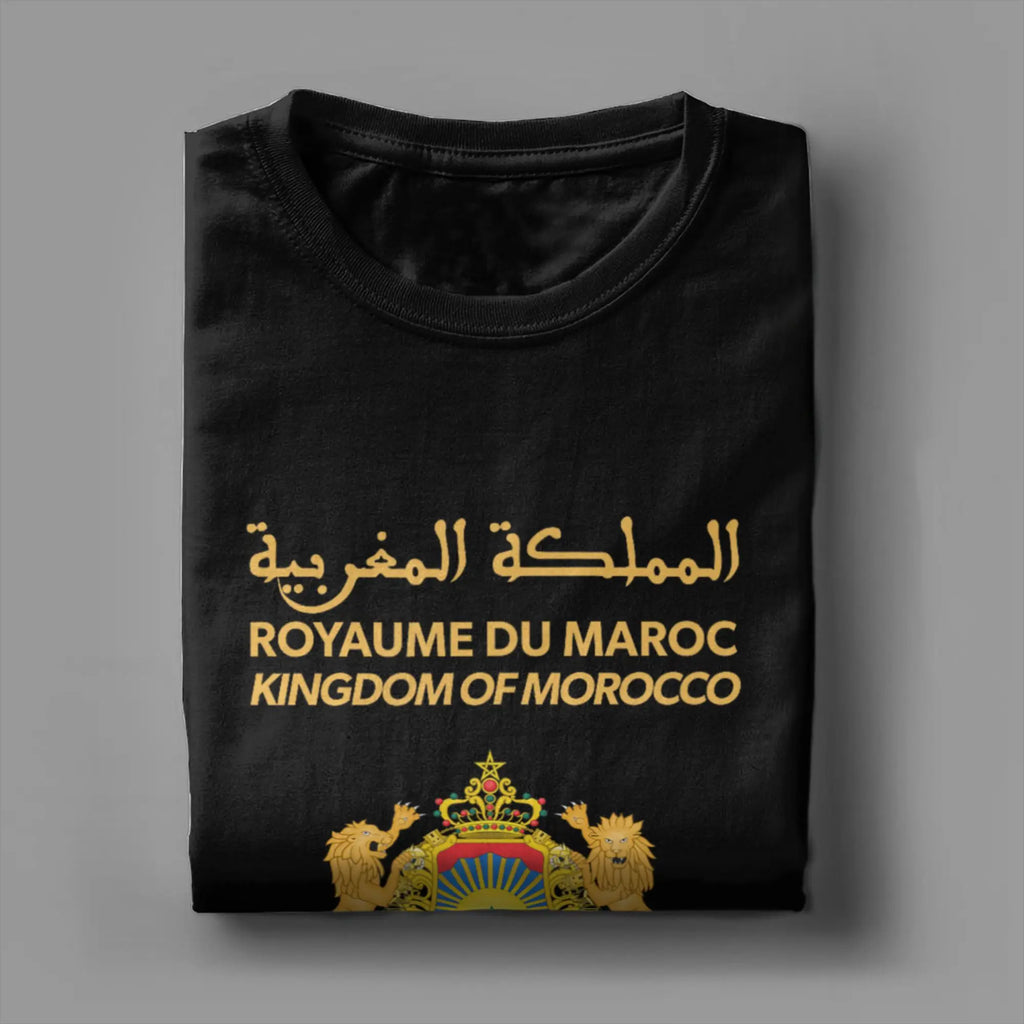 Men Moroccan passport Kingdom of Morocco T Shirts  Pure Cotton Clothing Unique Short Sleeve Crewneck Tees Adult