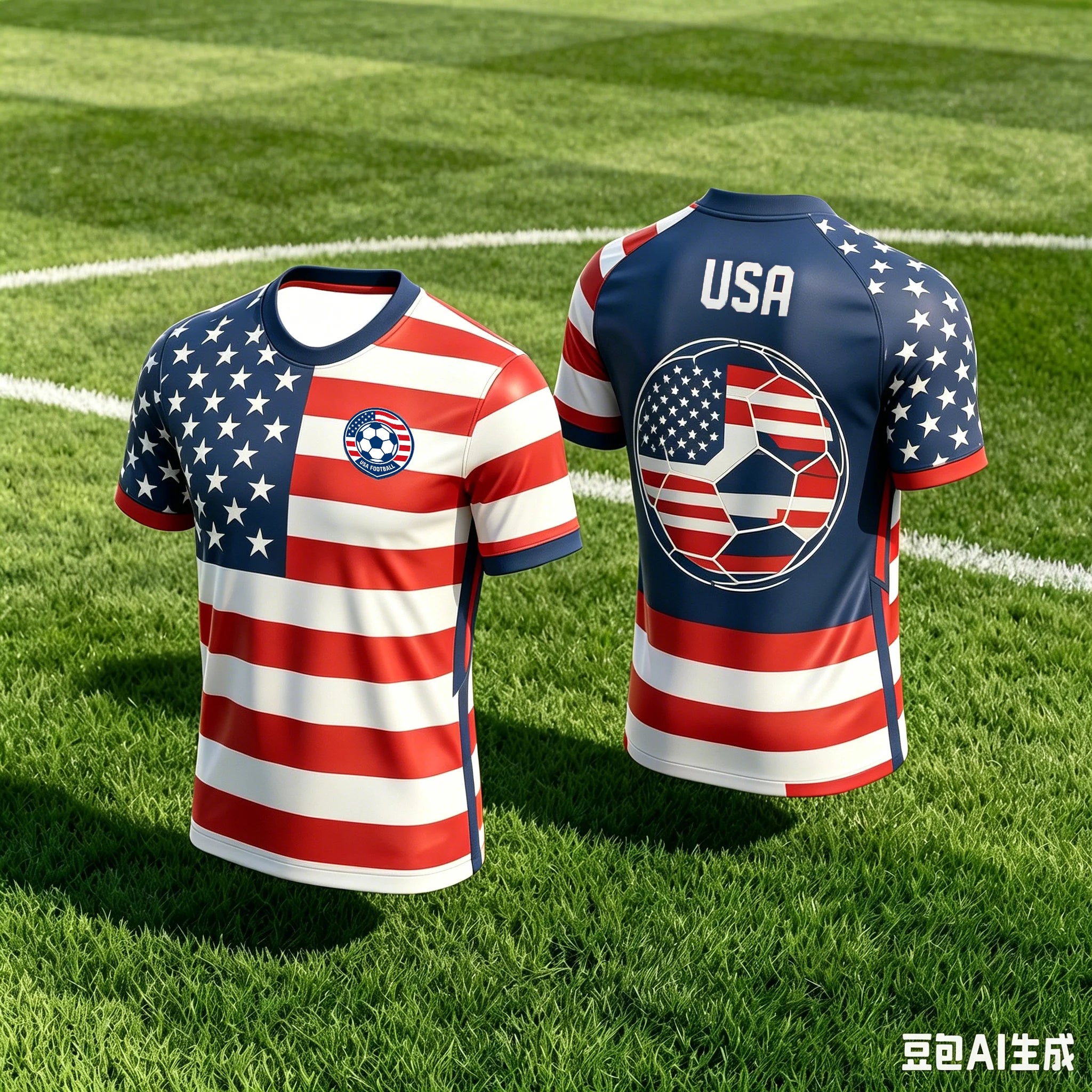 USA National Team Soccer Jersey American Flag Soccer Ball Graphic Quick Dry Breathable Football Training T-Shirt for Fans kids