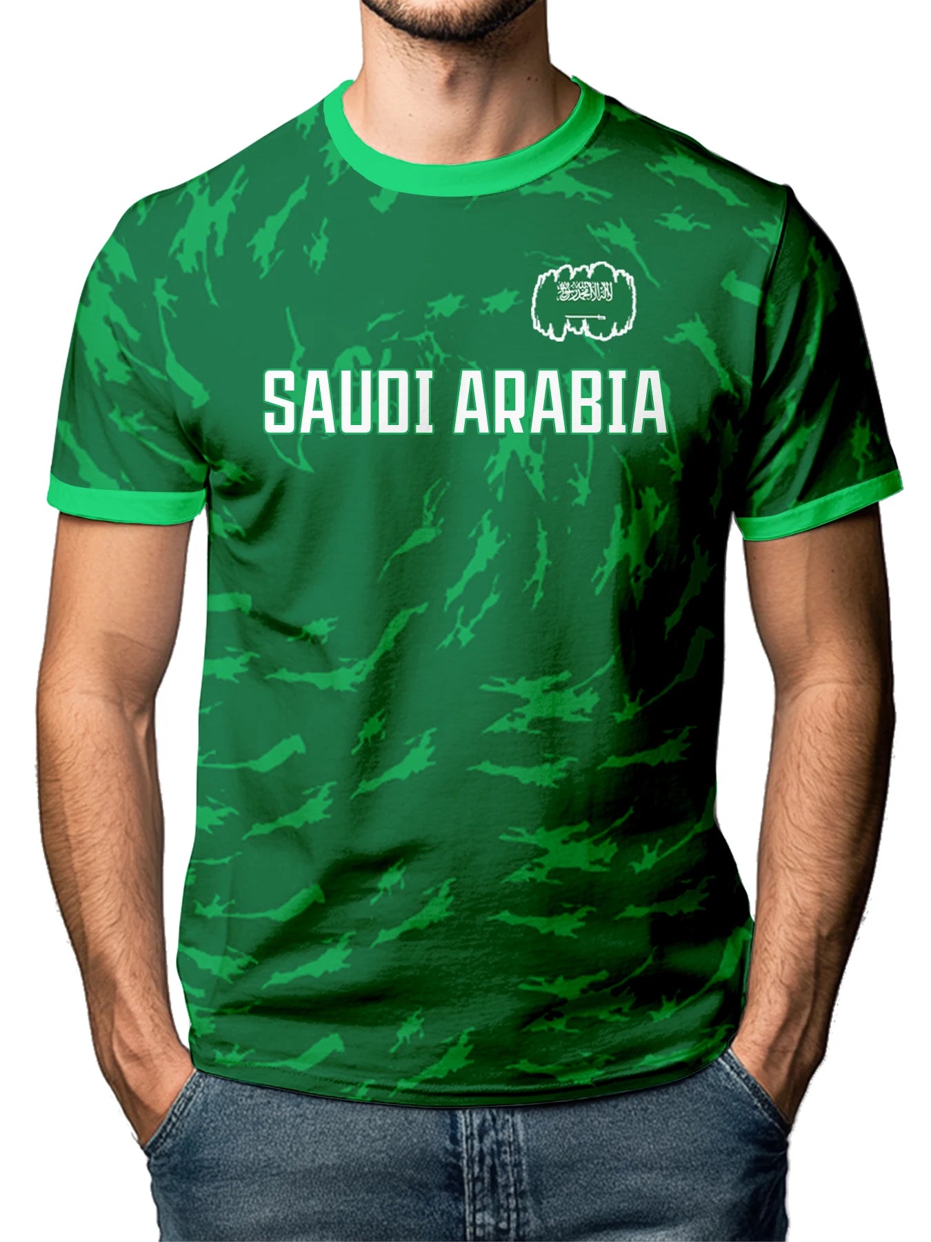 Custom Saudi Arabia National Team Soccer T-shirt for Men Personalized Name Number Football Shirt, Breathable Sportswear