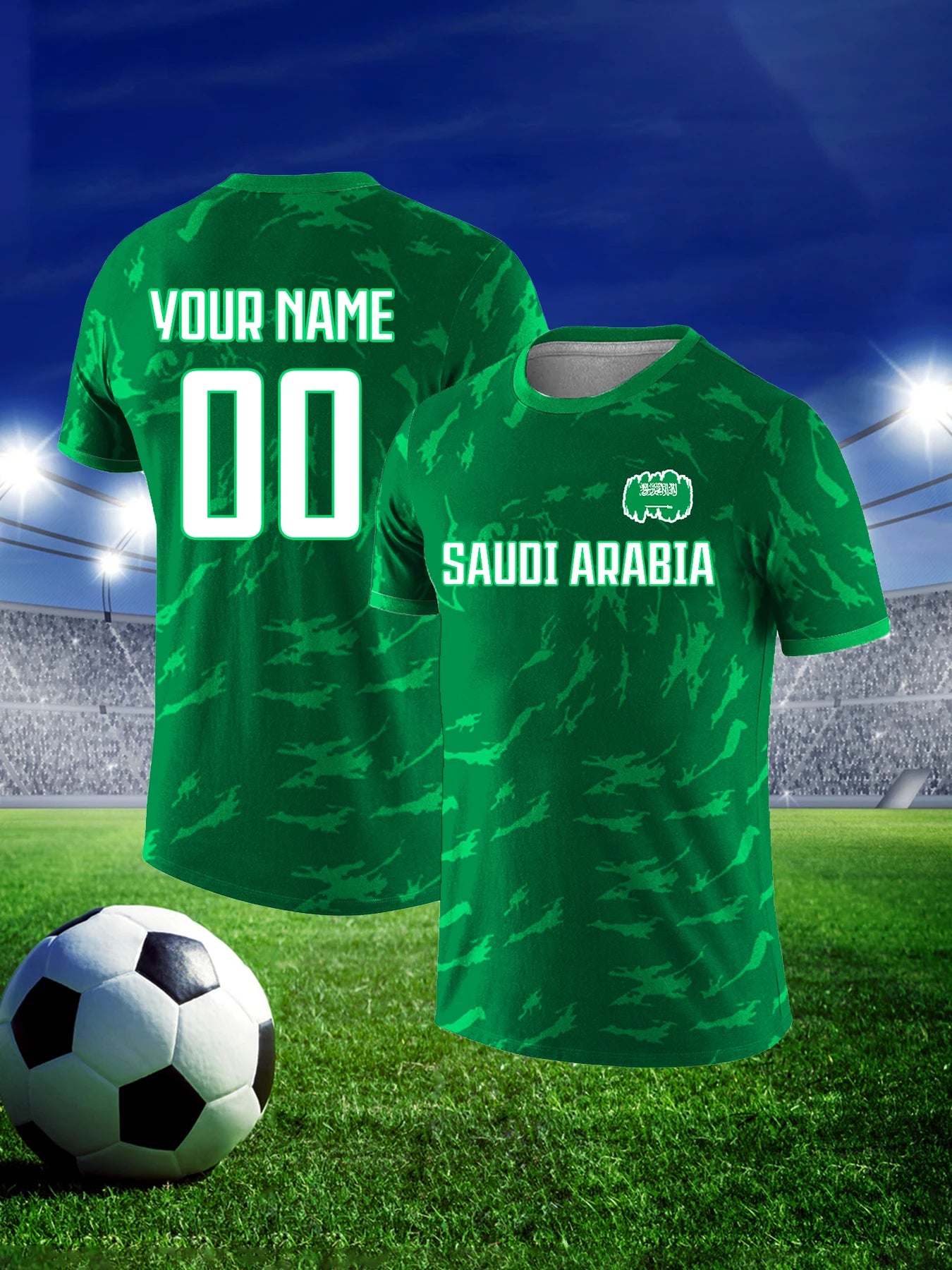 Custom Saudi Arabia National Team Soccer T-shirt for Men Personalized Name Number Football Shirt, Breathable Sportswear