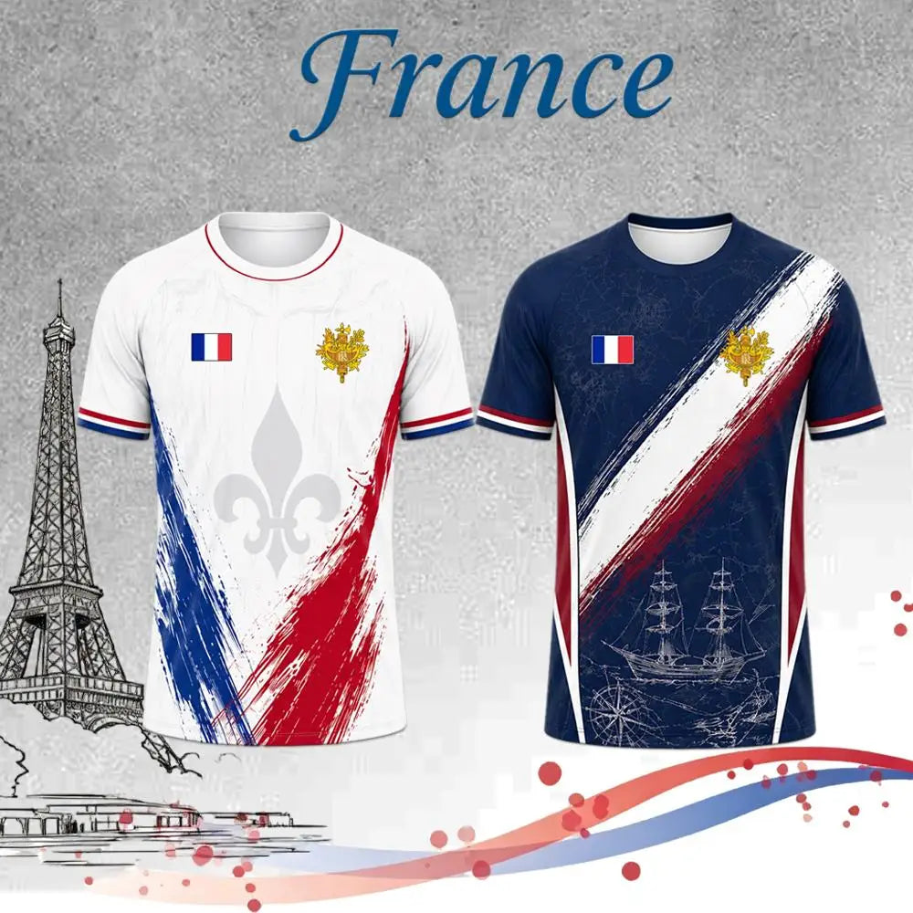 France Flag Printed T-shirt 2026 Summer Men Quick Dry Soccer Jersey Unisex Streetwear Casual Sports Short Sleeve Tee Fans Gift