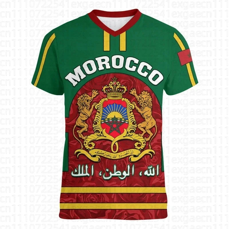 3D Moroccan T-Shirt Morocco Flag Emblem Graphic T Shirt for Men Clothing Casual Short Sleeved Shirts Unisex Gym Family Kids Tees