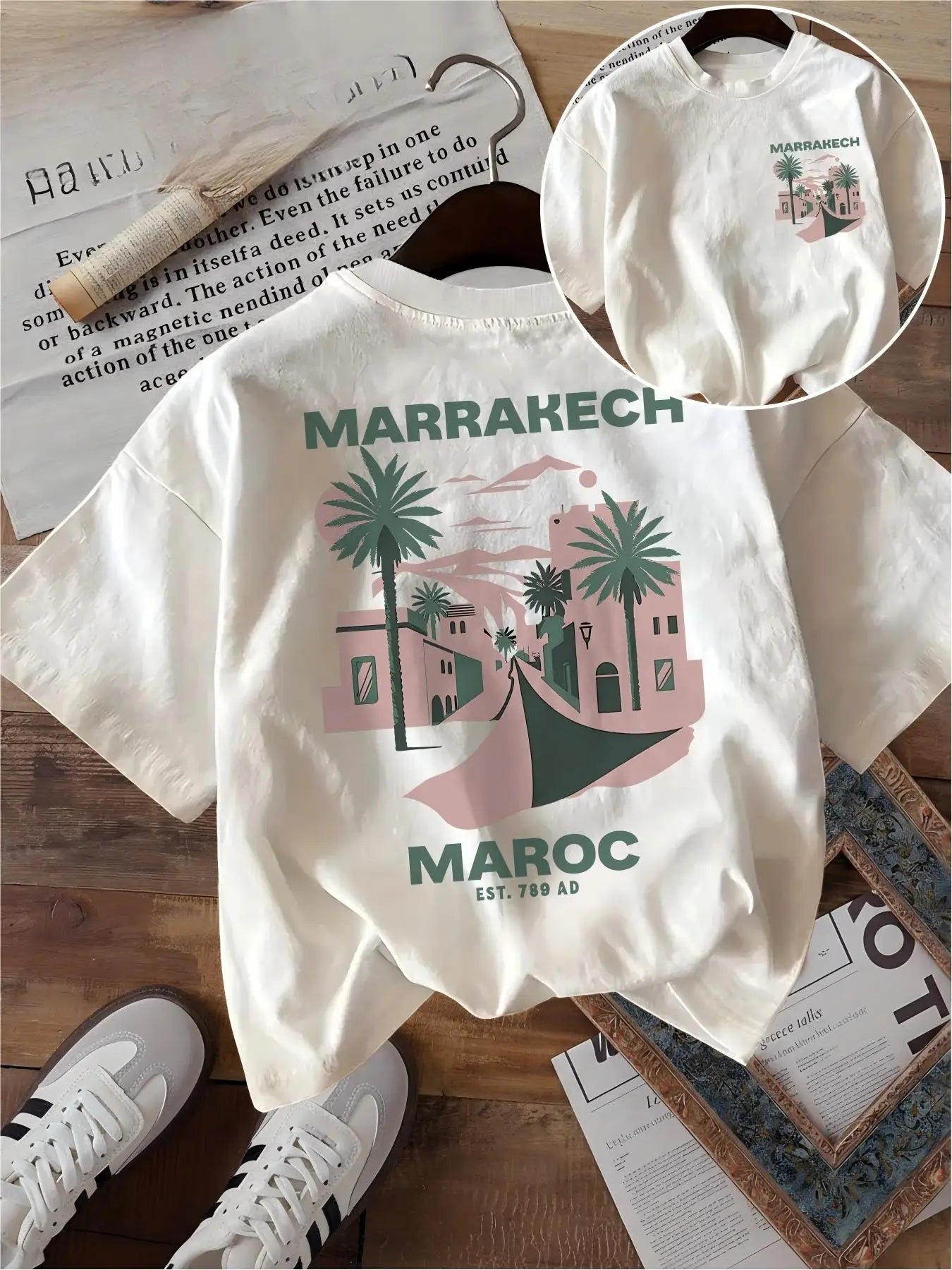 Marrakech Maroc T Shirt Funny Vintage Travel Morocco Graphic Desert Palm Unisex Harajuku Aesthetic Loose Summer White Tops Tee