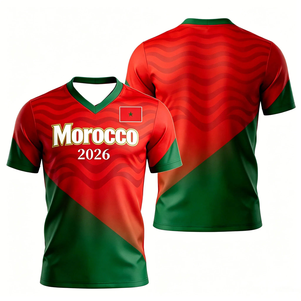 2026 Morocco Football Jersey Tops, Parent-Child Matching Soccer T-shirt, Family Sportswear for Game Day & Casual Wear