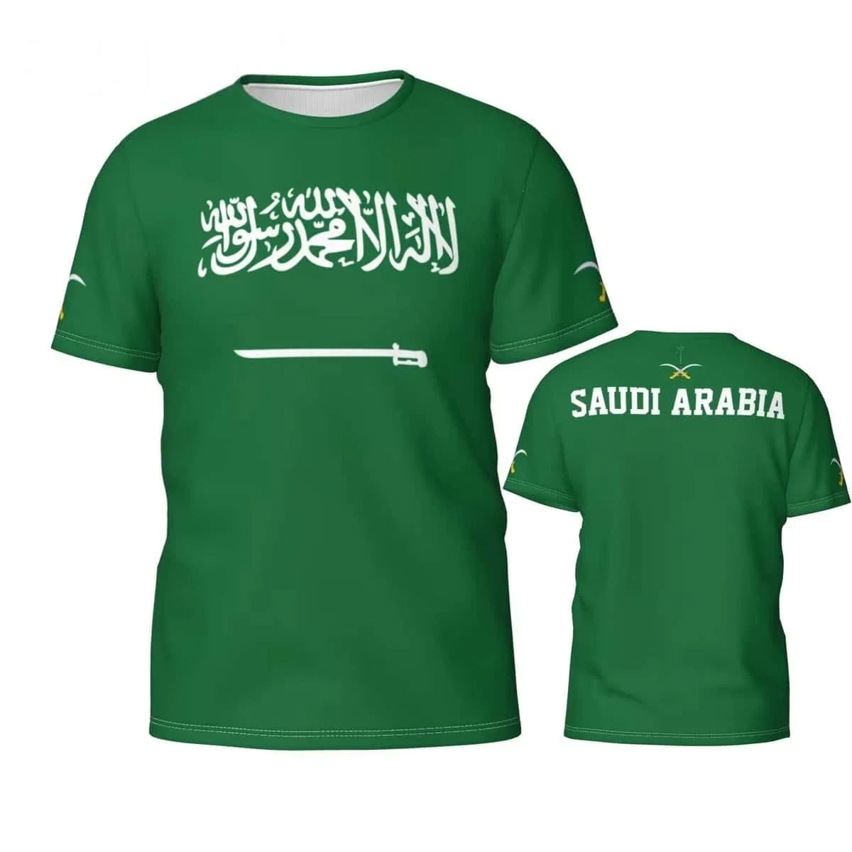 Saudi Arabia National Flag Print Short Sleeve Jersey T Shirt Unisex Fans Support Top for Outdoor Gathering Daily Street Outfit