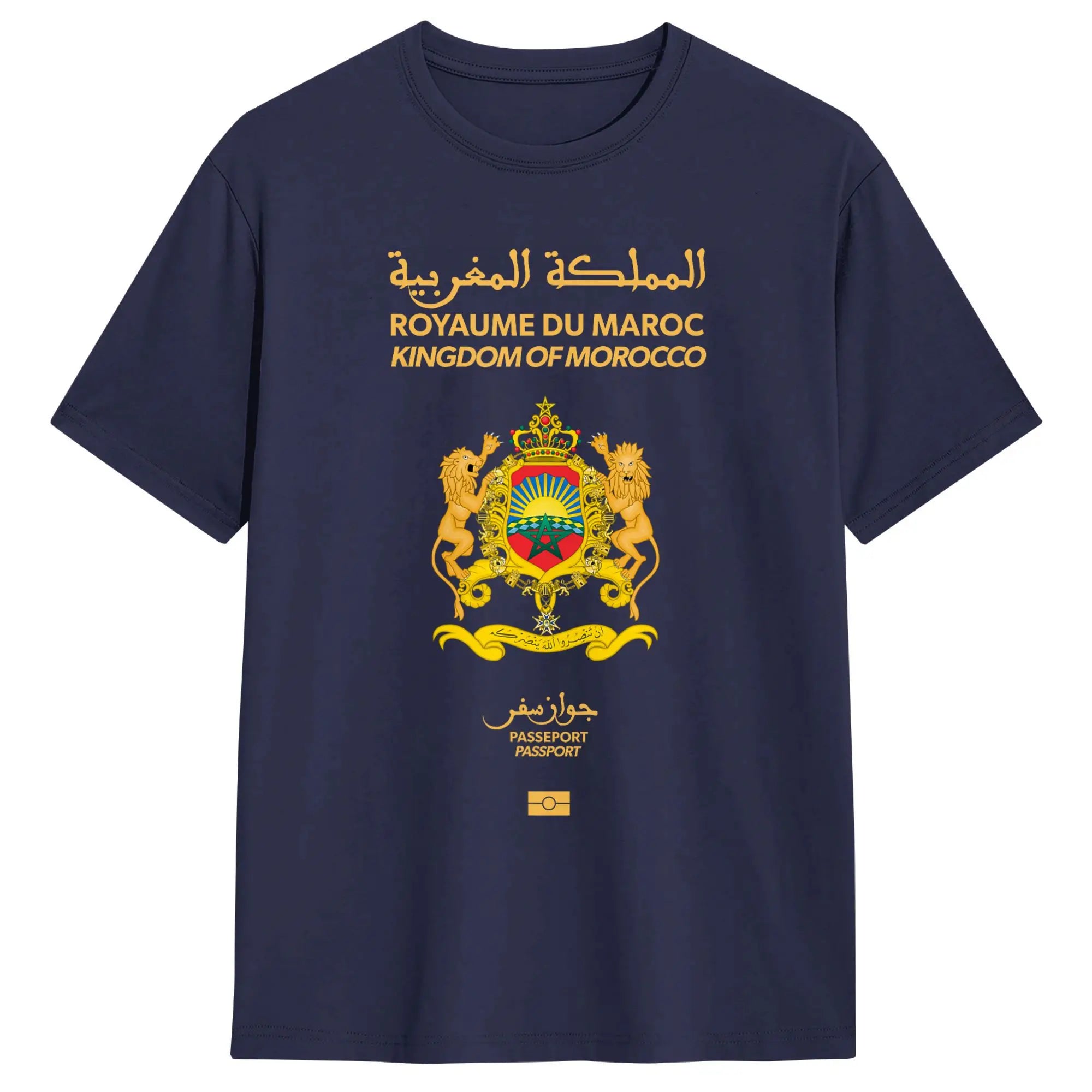Men Moroccan passport Kingdom of Morocco T Shirts  Pure Cotton Clothing Unique Short Sleeve Crewneck Tees Adult