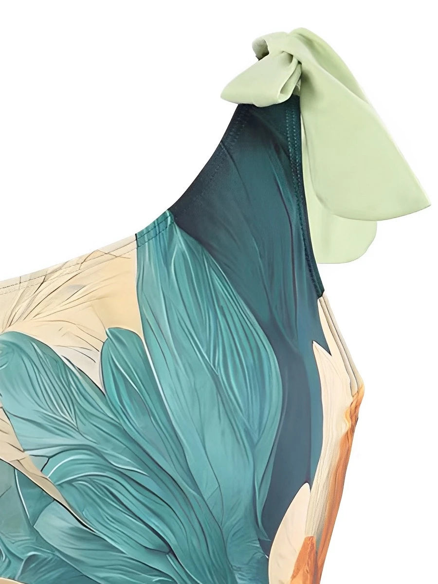 2026 One Shoulder Swimsuit & Long Skirt Padded Sexy Swimwear Women Bathing Suit Female Swimming Summer Beachwear Bodysuit