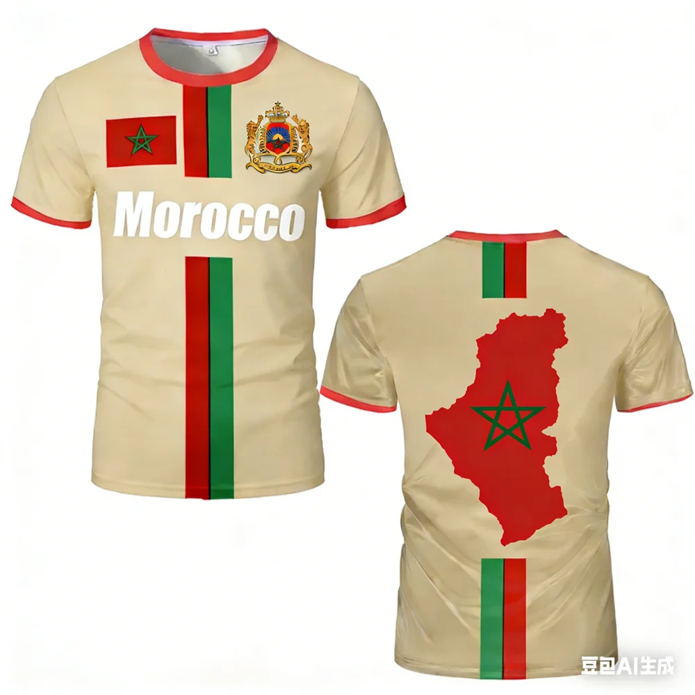 Morocco Football Jersey Maillot Football T Shirts New Design Trendy Short Sleeve Quick Drying Team Uniforms Moroccan Flag Tees