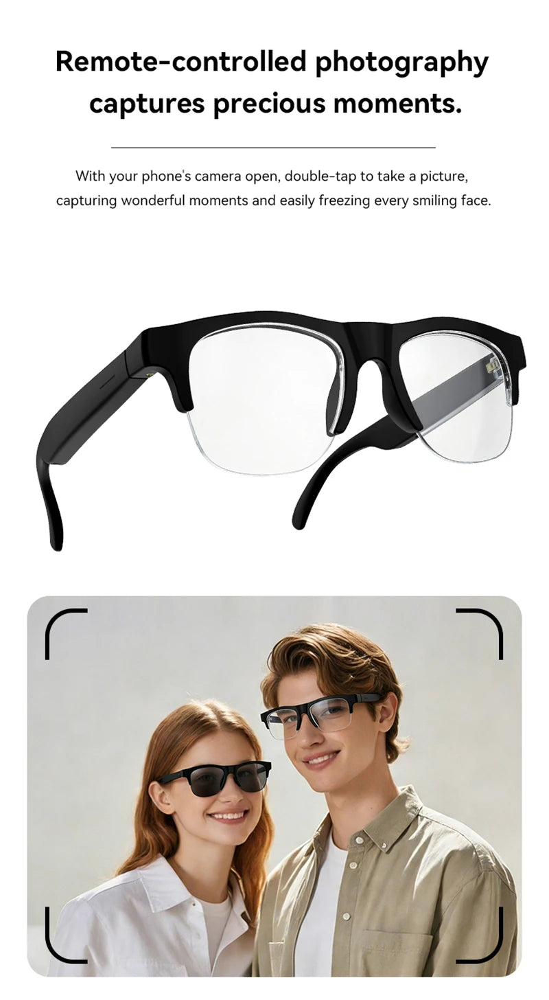 AI Smart Glasses 4K Remote Control Touch Photo Camera Recording Translator Voice Assistant Wireless Bluetooth Eyewear