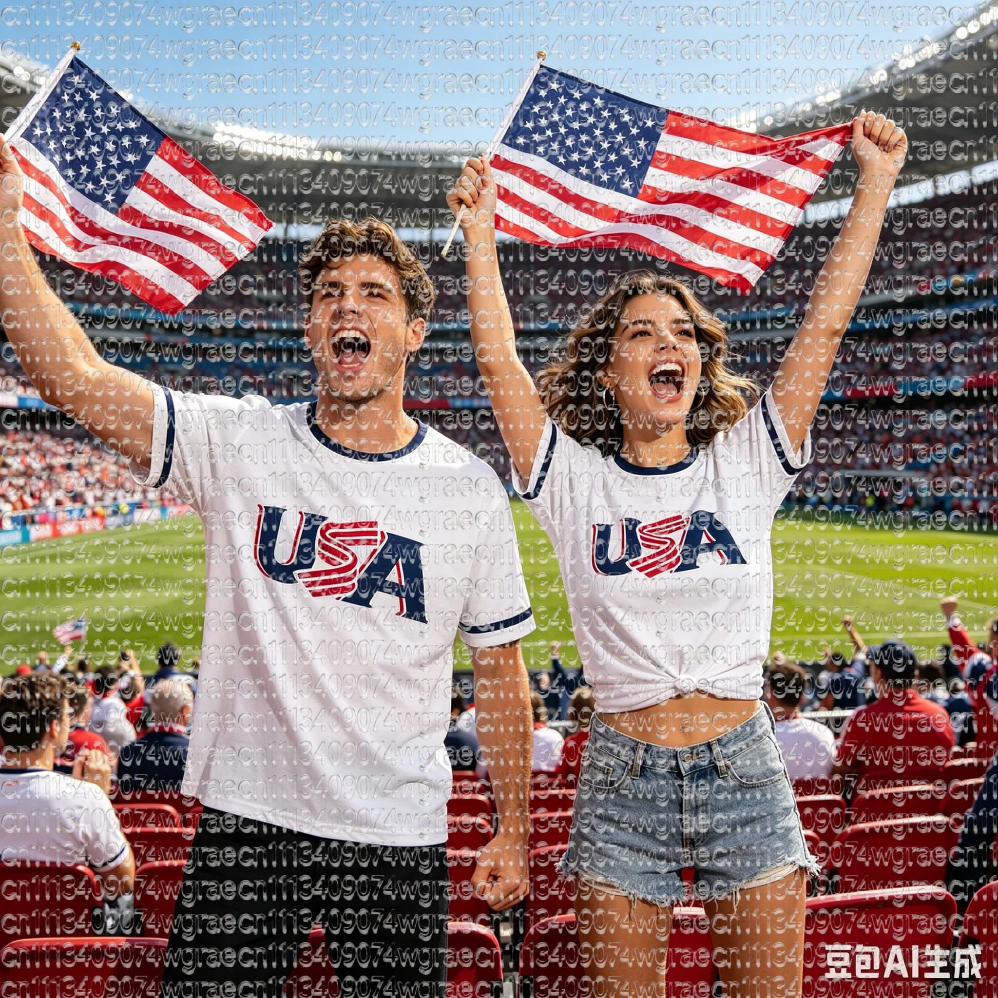 2026 Football Match USA Fan Cheer T-Shirt, Champion & Player Number Print On Back, Unisex Adult Kids Size Casual Sports Tees