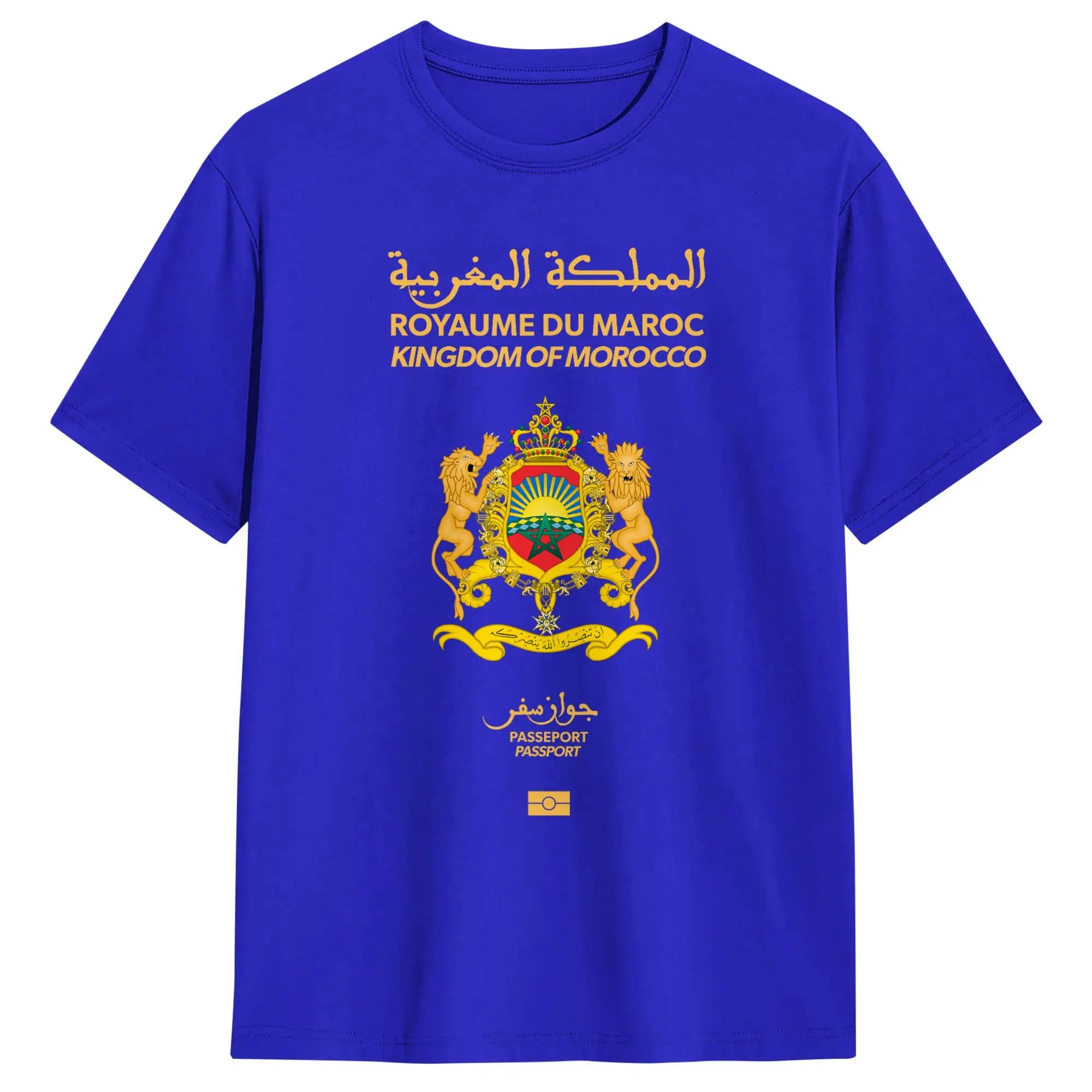 Men Moroccan passport Kingdom of Morocco T Shirts  Pure Cotton Clothing Unique Short Sleeve Crewneck Tees Adult