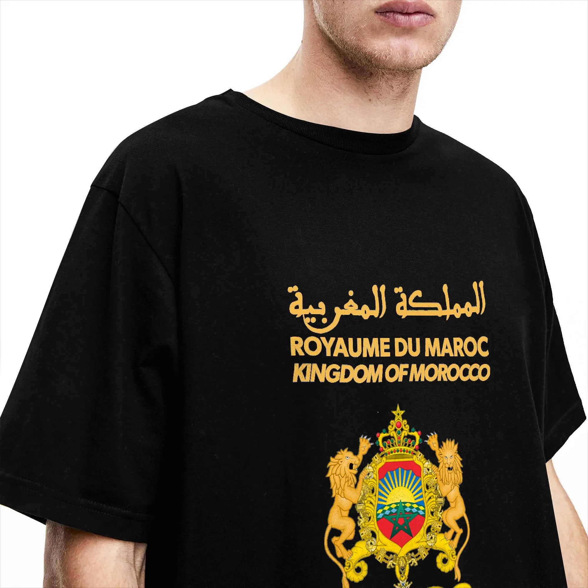 Men Moroccan passport Kingdom of Morocco T Shirts  Pure Cotton Clothing Unique Short Sleeve Crewneck Tees Adult