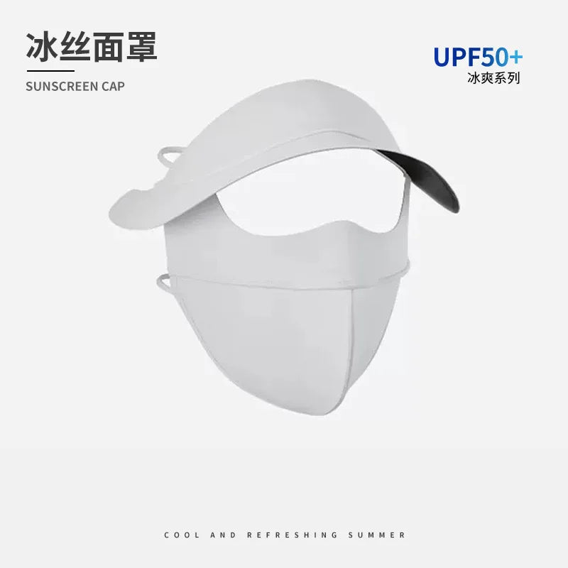 Summer Multifunctional Sunscreen Face Mask, Eye Protection, Brim, Full Face UV Protection, Ice Silk Sunscreen