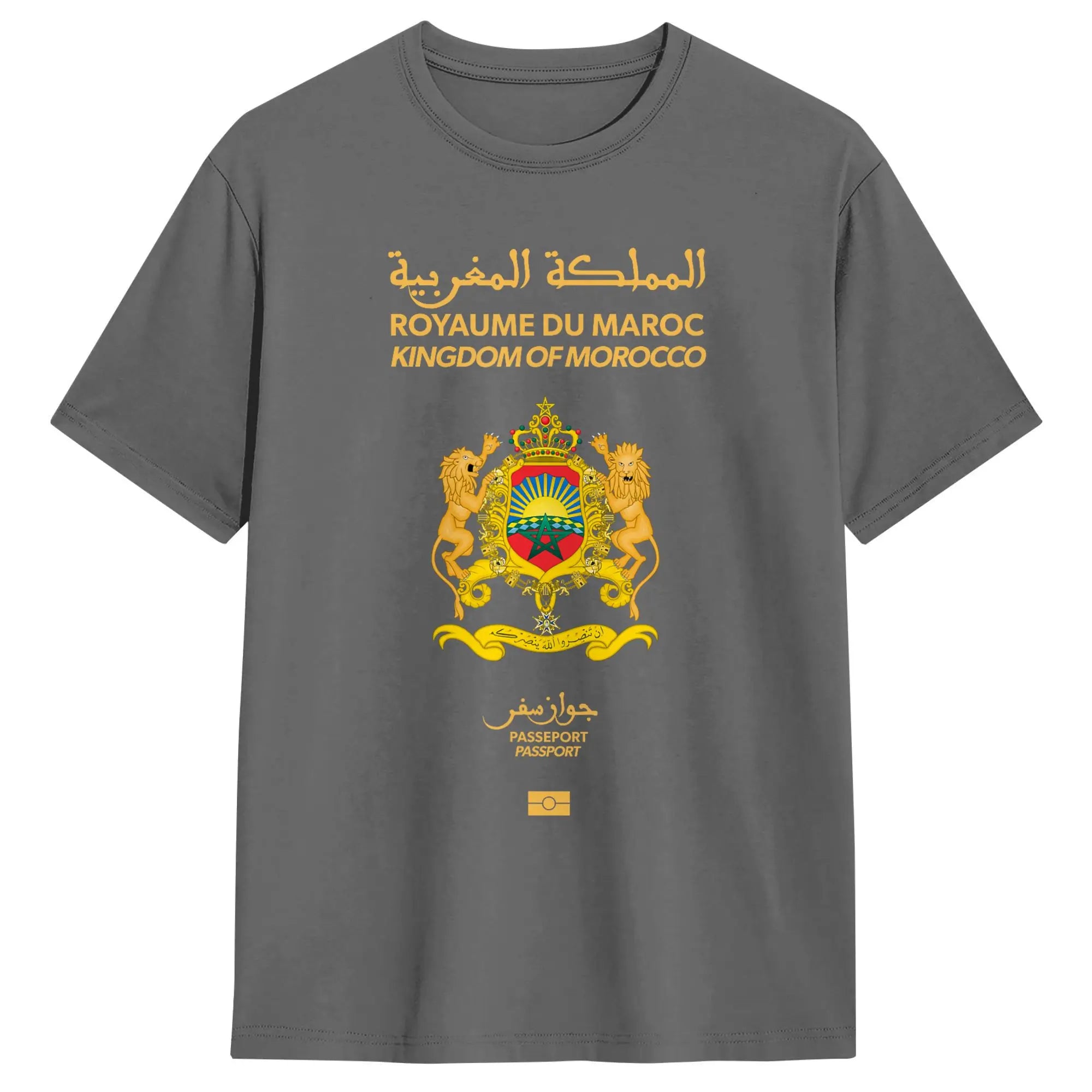 Men Moroccan passport Kingdom of Morocco T Shirts  Pure Cotton Clothing Unique Short Sleeve Crewneck Tees Adult