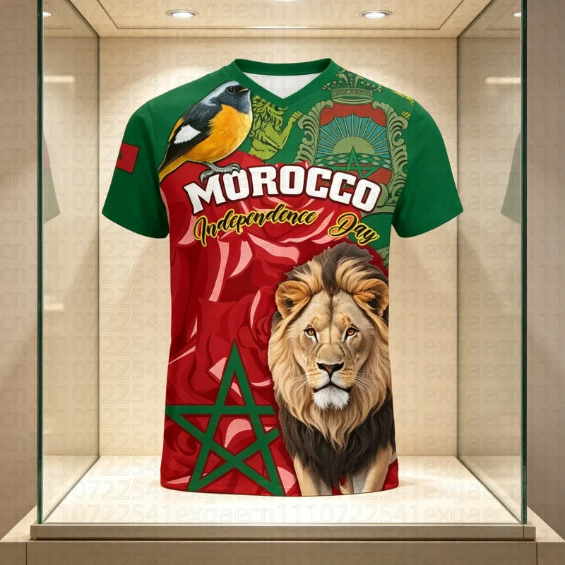 3D Moroccan T-Shirt Morocco Flag Emblem Graphic T Shirt for Men Clothing Casual Short Sleeved Shirts Unisex Gym Family Kids Tees