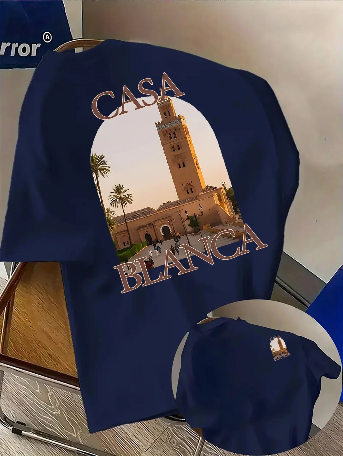 Moroccan City Mosque Tee with Sunset Landmark and Palm Tree Photo Print 100% Cotton Men's T-shirt Summer Casual Wear