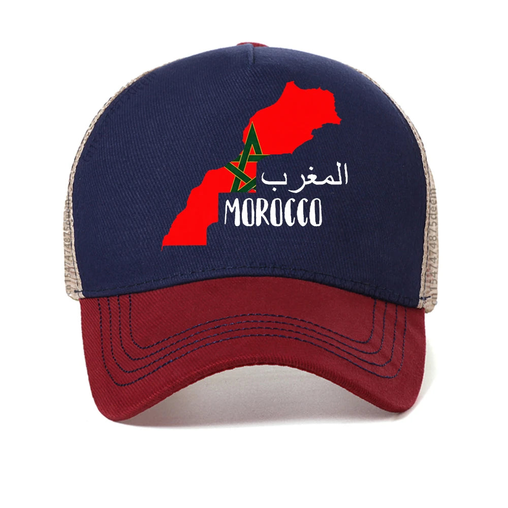 Morocco Flag baseball cap Men Moroccan Men's Printed caps fashion summer Breathable visor hats mesh adjustable hat