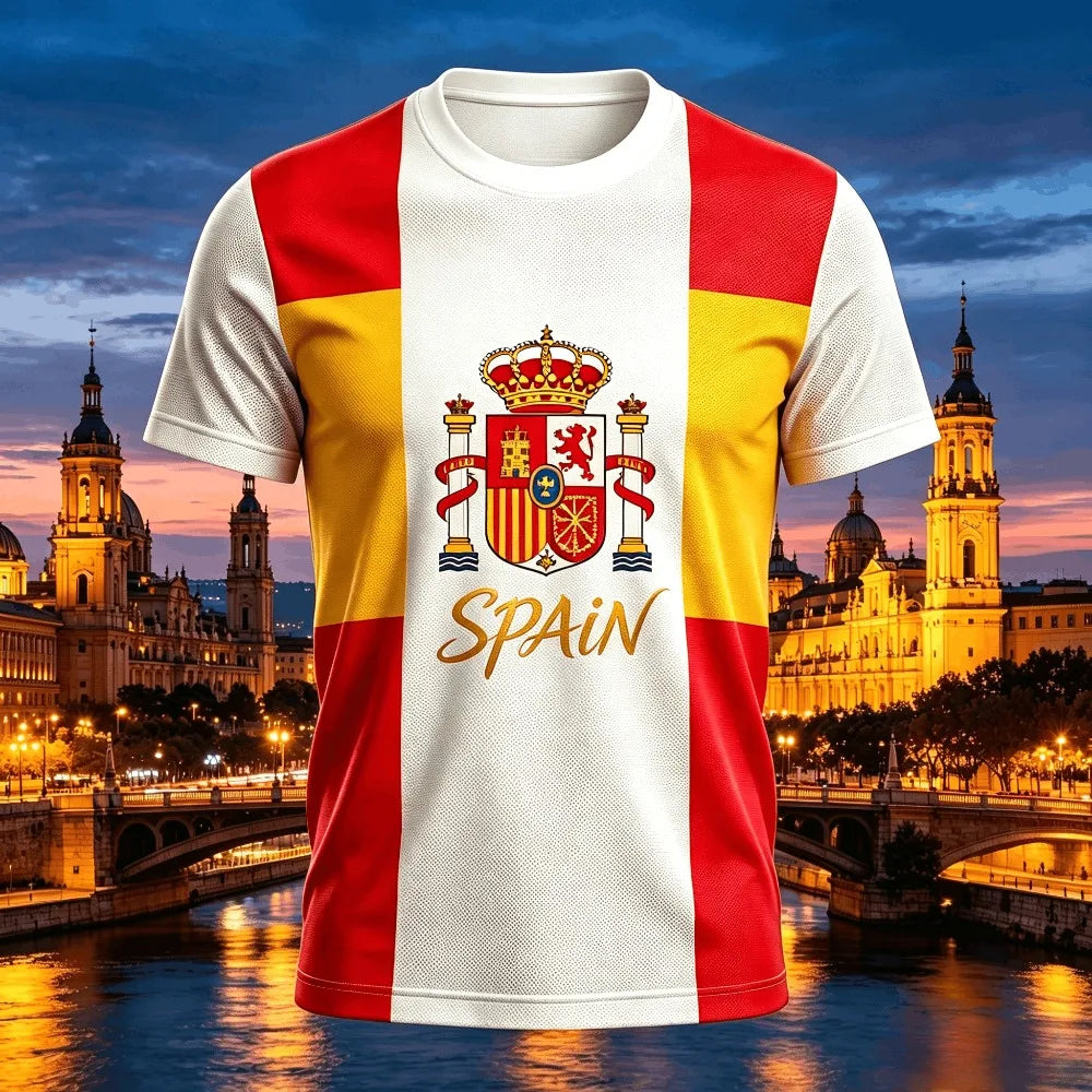 Summer Spain Soccer Jersey Boys Girls Football T-shirt Top Fashion Print Casual Women Short Sleeve Men's Sports Kids Tee Shirt