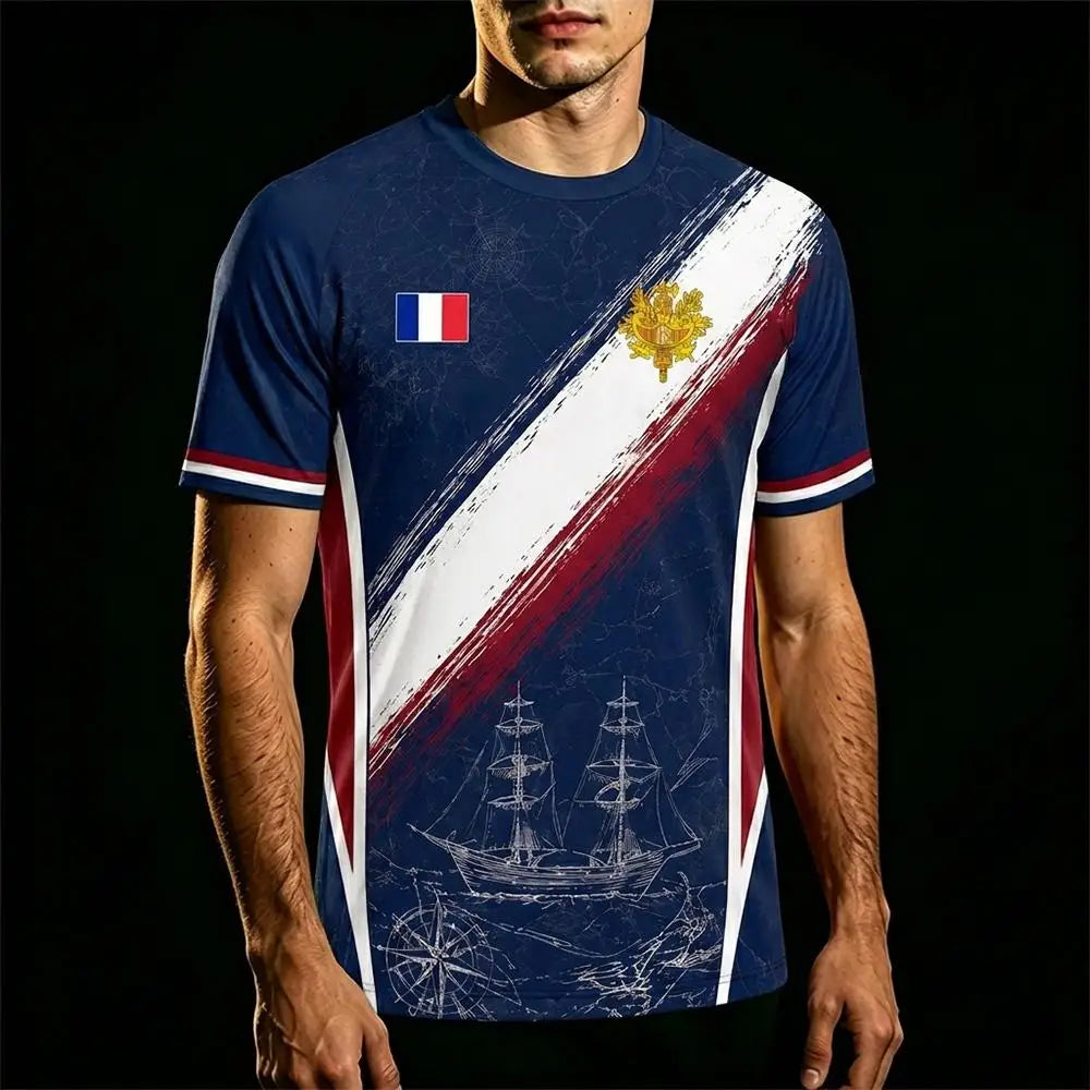 France Flag Printed T-shirt 2026 Summer Men Quick Dry Soccer Jersey Unisex Streetwear Casual Sports Short Sleeve Tee Fans Gift