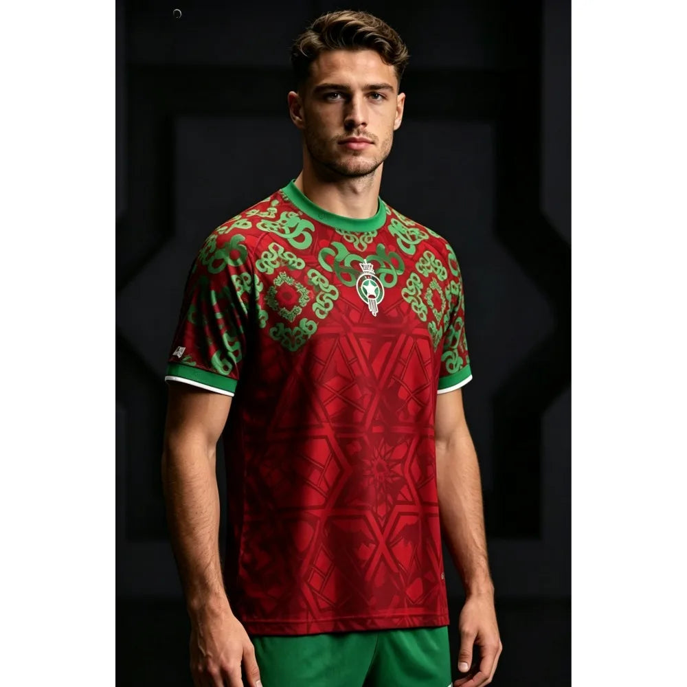 Summer New Moroccan Traditional Football Jersey Sports Breathable Fashion Casual Style Special Edition for Football Fans