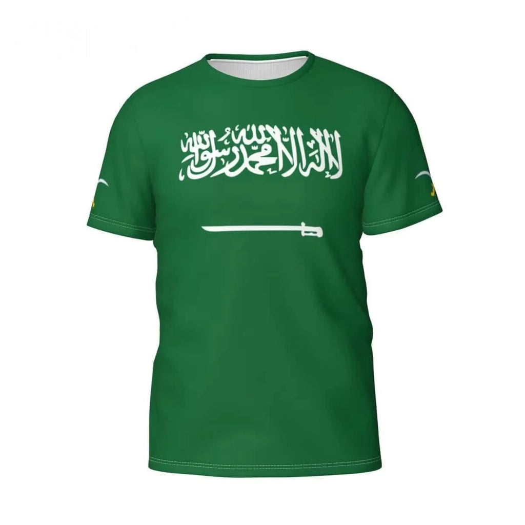 Saudi Arabia National Flag Print Short Sleeve Jersey T Shirt Unisex Fans Support Top for Outdoor Gathering Daily Street Outfit