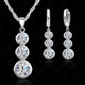 Women Classic 925 Sterling Silver Color Bridal Jewelry Sets Pendants Necklaces Earring Set For Wedding Engagement Accessory