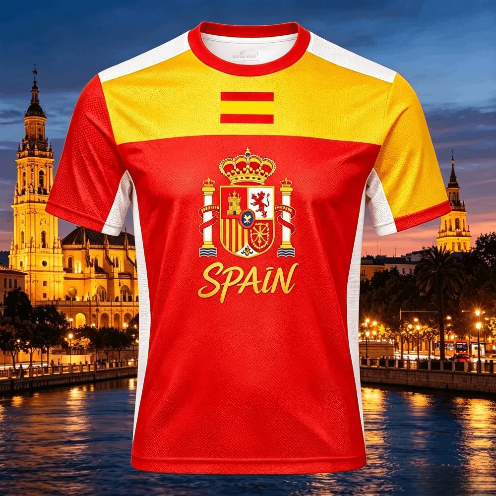 Summer Spain Soccer Jersey Boys Girls Football T-shirt Top Fashion Print Casual Women Short Sleeve Men's Sports Kids Tee Shirt