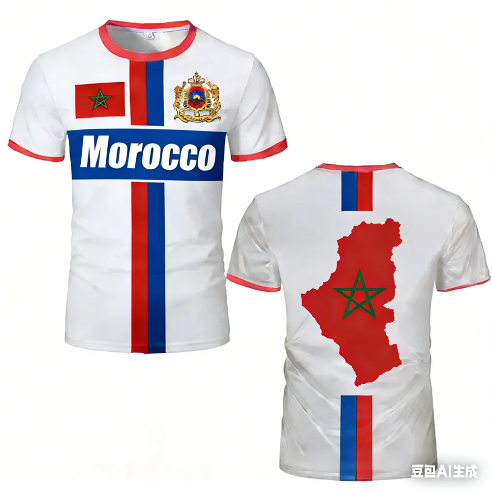 Morocco Football Jersey Maillot Football T Shirts New Design Trendy Short Sleeve Quick Drying Team Uniforms Moroccan Flag Tees