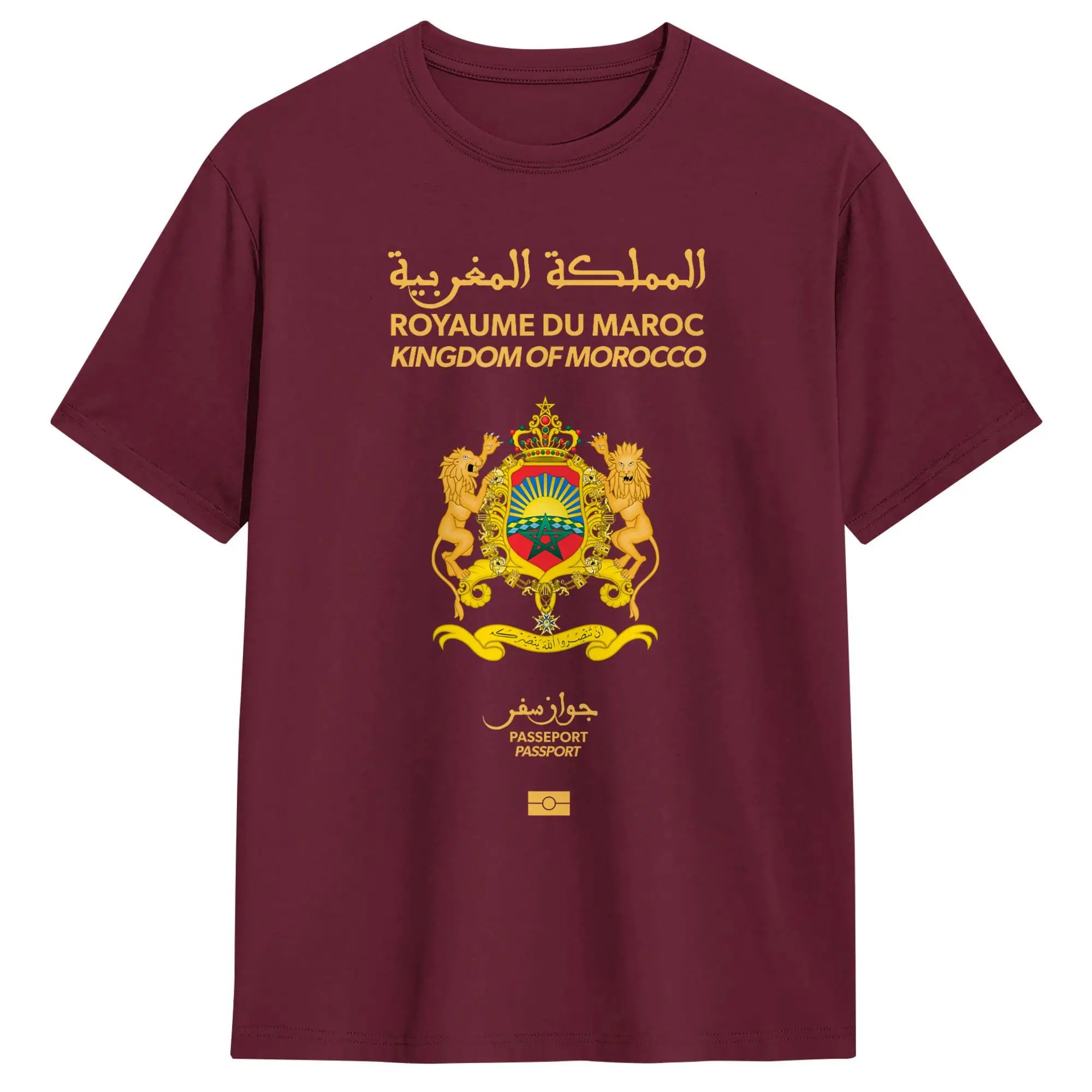 Men Moroccan passport Kingdom of Morocco T Shirts  Pure Cotton Clothing Unique Short Sleeve Crewneck Tees Adult