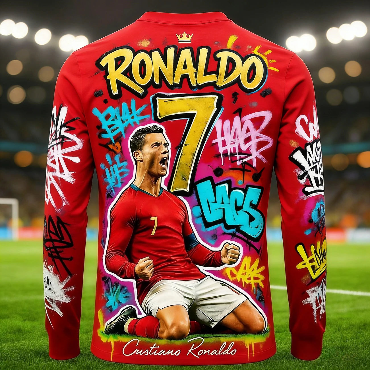 2026 Hot Selling Cristiano Ronaldo Fashion Football Superstar Print Pattern Men's Fan Commemorative Jersey Daily Sports Top Kids