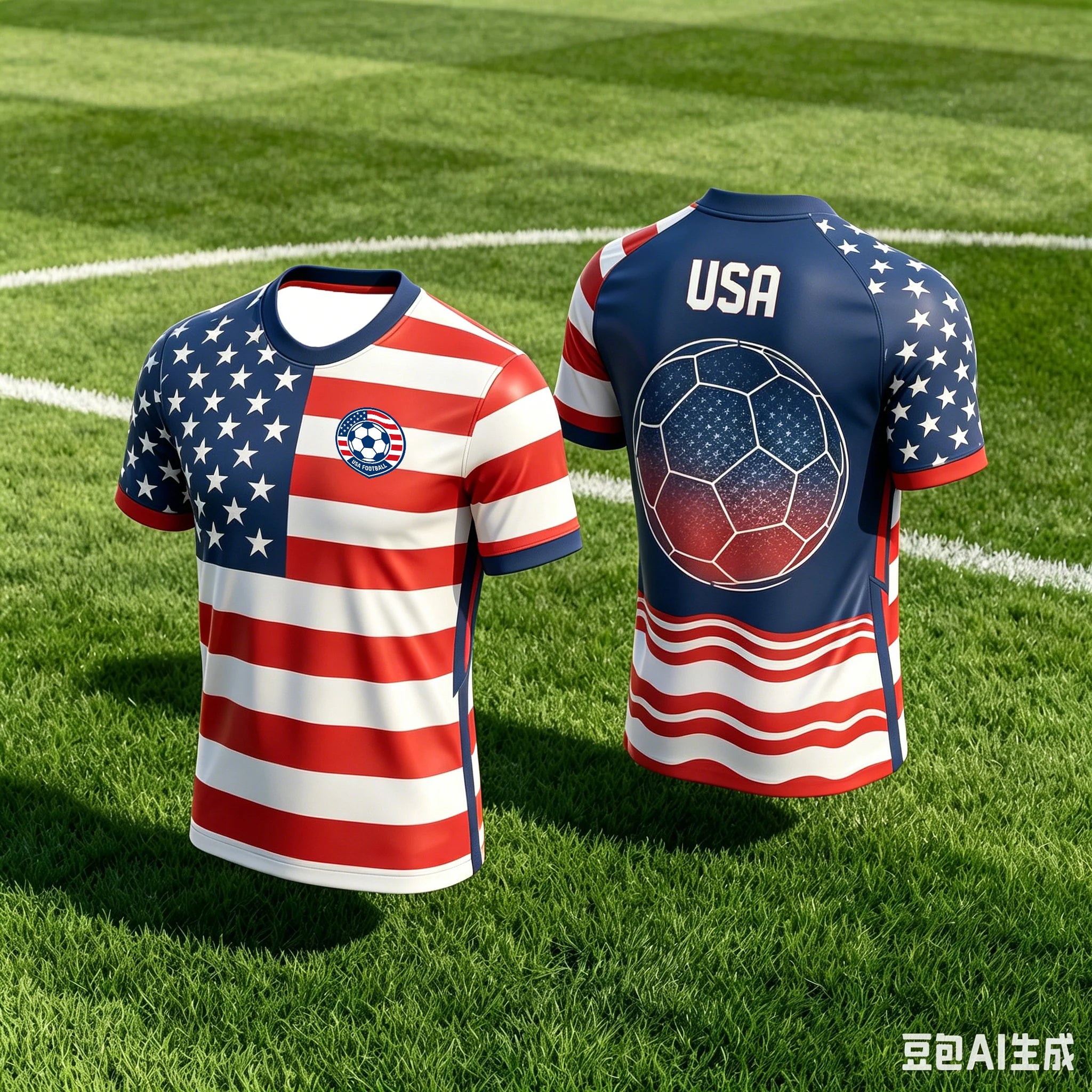 USA National Team Soccer Jersey American Flag Soccer Ball Graphic Quick Dry Breathable Football Training T-Shirt for Fans kids
