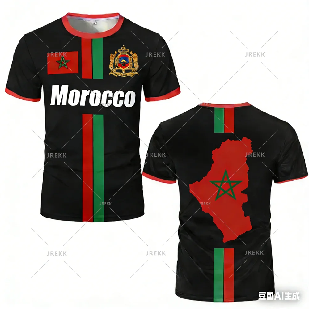 Morocco Football Jersey Maillot Football T Shirts New Design Trendy Short Sleeve Quick Drying Team Uniforms Moroccan Flag Tees