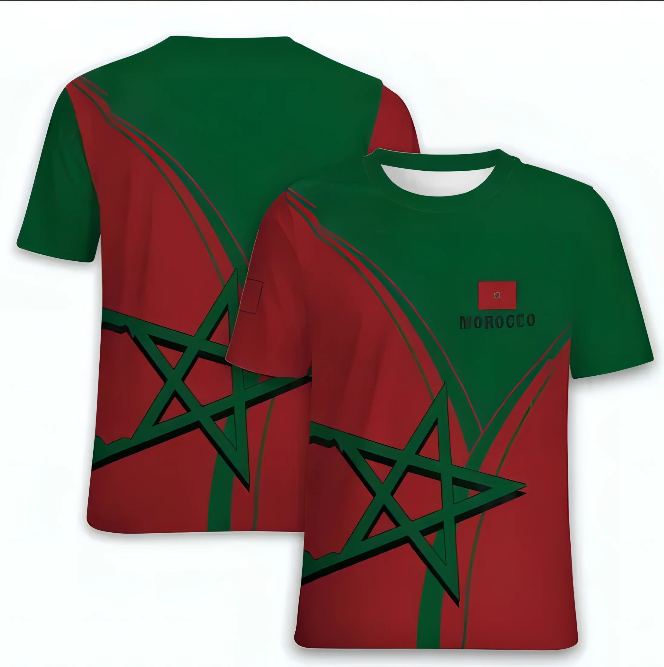 3D Moroccan T-Shirt Morocco Flag Emblem Graphic T Shirt for Men Clothing Casual Short Sleeved Tee Shirts Unisex Gym Fitness Tops