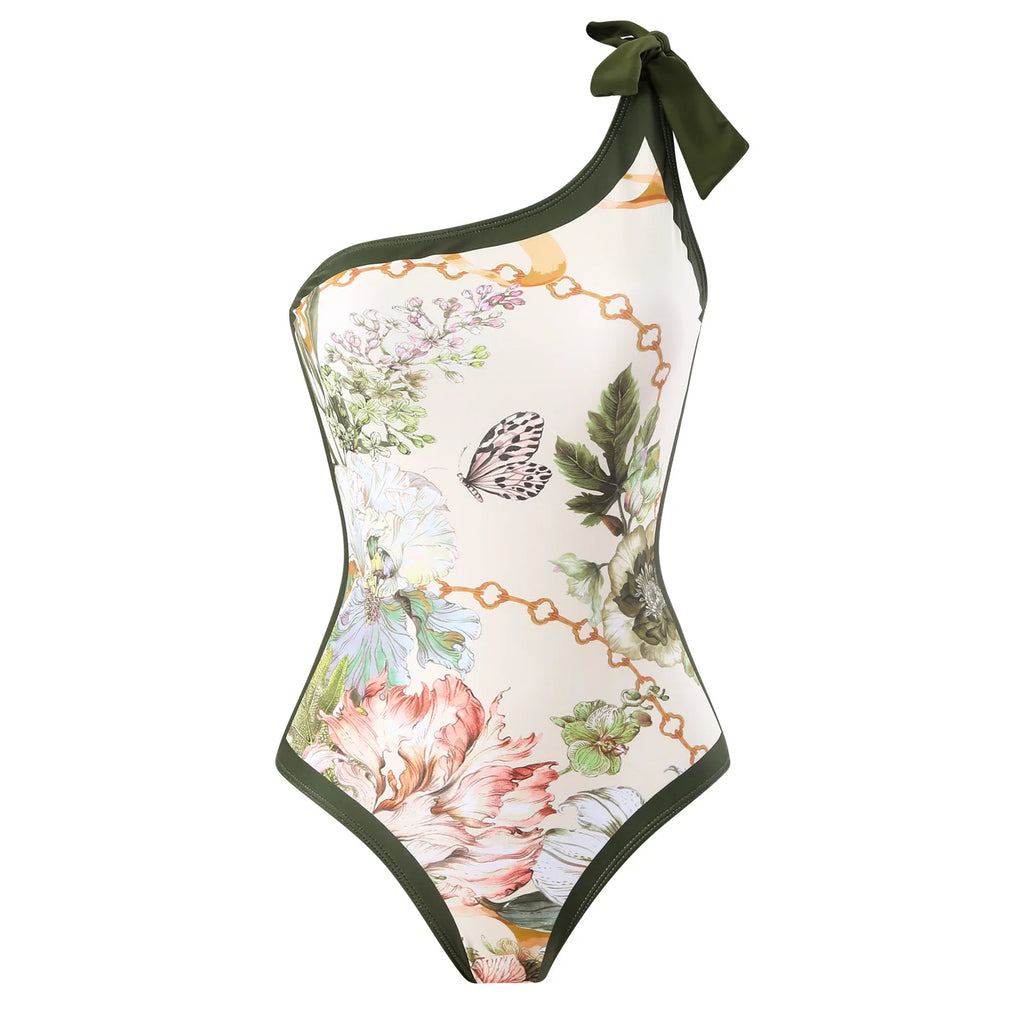 2026 One Shoulder Swimsuit & Long Skirt Padded Sexy Swimwear Women Bathing Suit Female Swimming Summer Beachwear Bodysuit