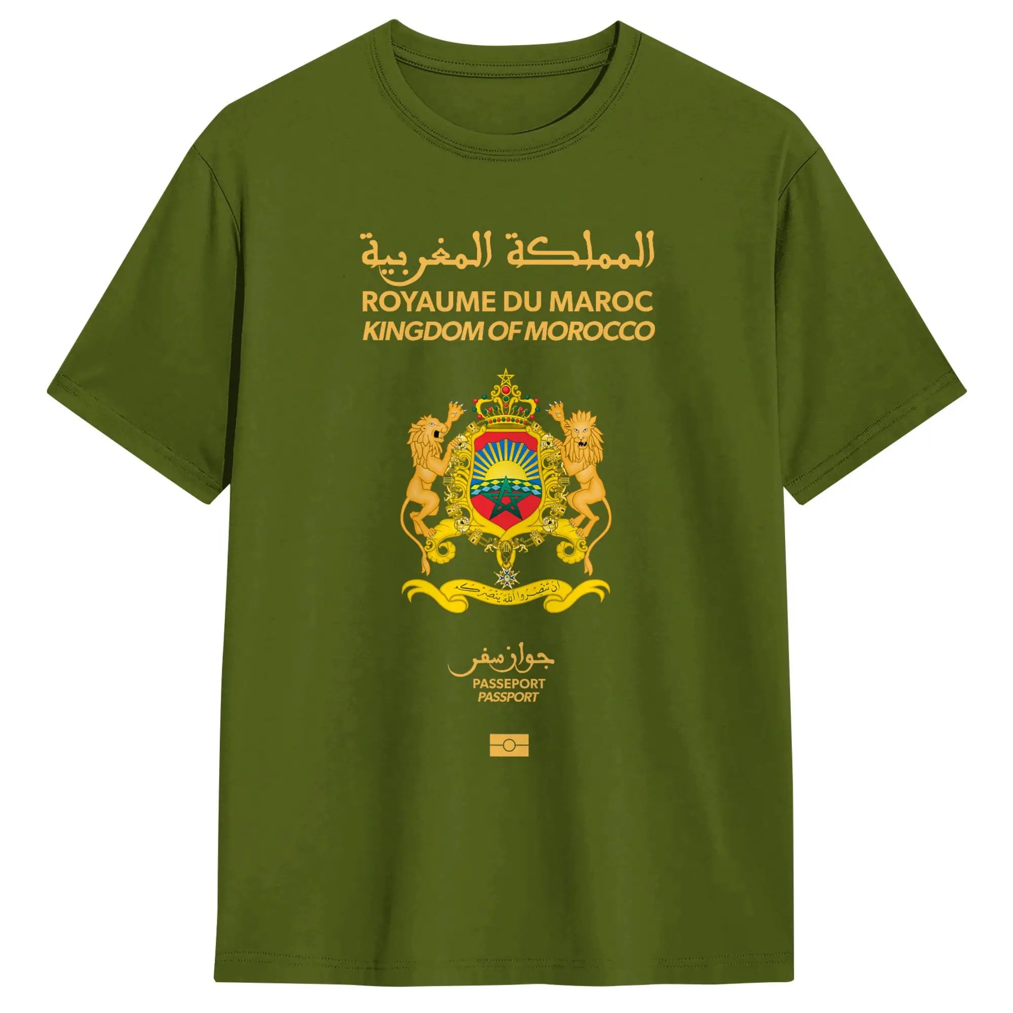 Men Moroccan passport Kingdom of Morocco T Shirts  Pure Cotton Clothing Unique Short Sleeve Crewneck Tees Adult