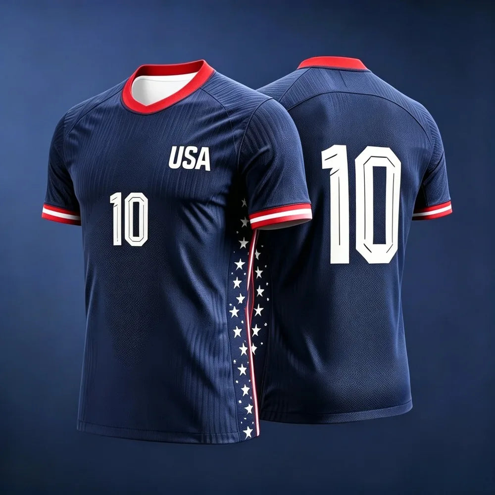 USA Soccer Jersey Football Training Men's T-shirt Quick-Dry Fashion Print Casual Women Short Sleeve Men's Sports Fan Tee Shirt