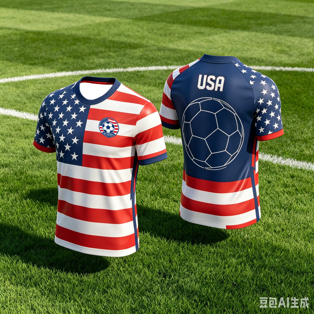 USA National Team Soccer Jersey American Flag Soccer Ball Graphic Quick Dry Breathable Football Training T-Shirt for Fans kids