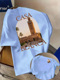 Moroccan City Mosque Tee with Sunset Landmark and Palm Tree Photo Print 100% Cotton Men's T-shirt Summer Casual Wear