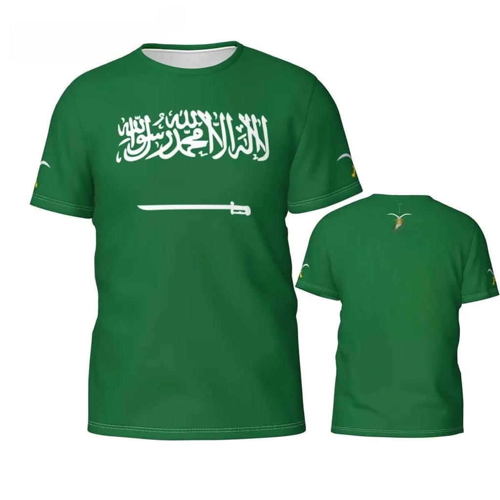 Saudi Arabia National Flag Print Short Sleeve Jersey T Shirt Unisex Fans Support Top for Outdoor Gathering Daily Street Outfit
