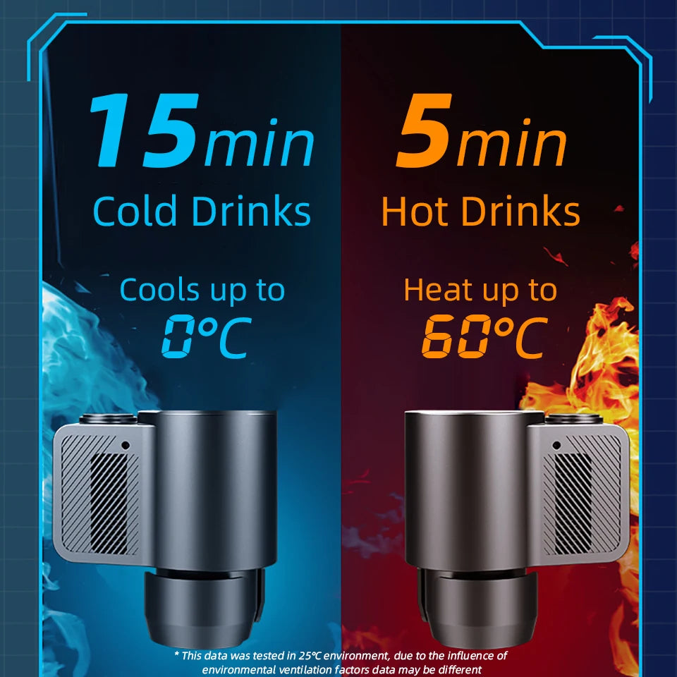 Summer Car Cup Cooler Smart Fast Cooling Cup Holder Touch Screen Beverage Chiller for Cold Drink Thermos Cup for Car Home Travel