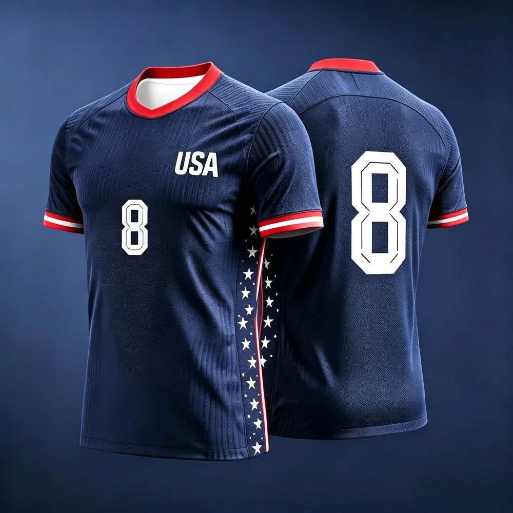 USA Soccer Jersey Football Training Men's T-shirt Quick-Dry Fashion Print Casual Women Short Sleeve Men's Sports Fan Tee Shirt