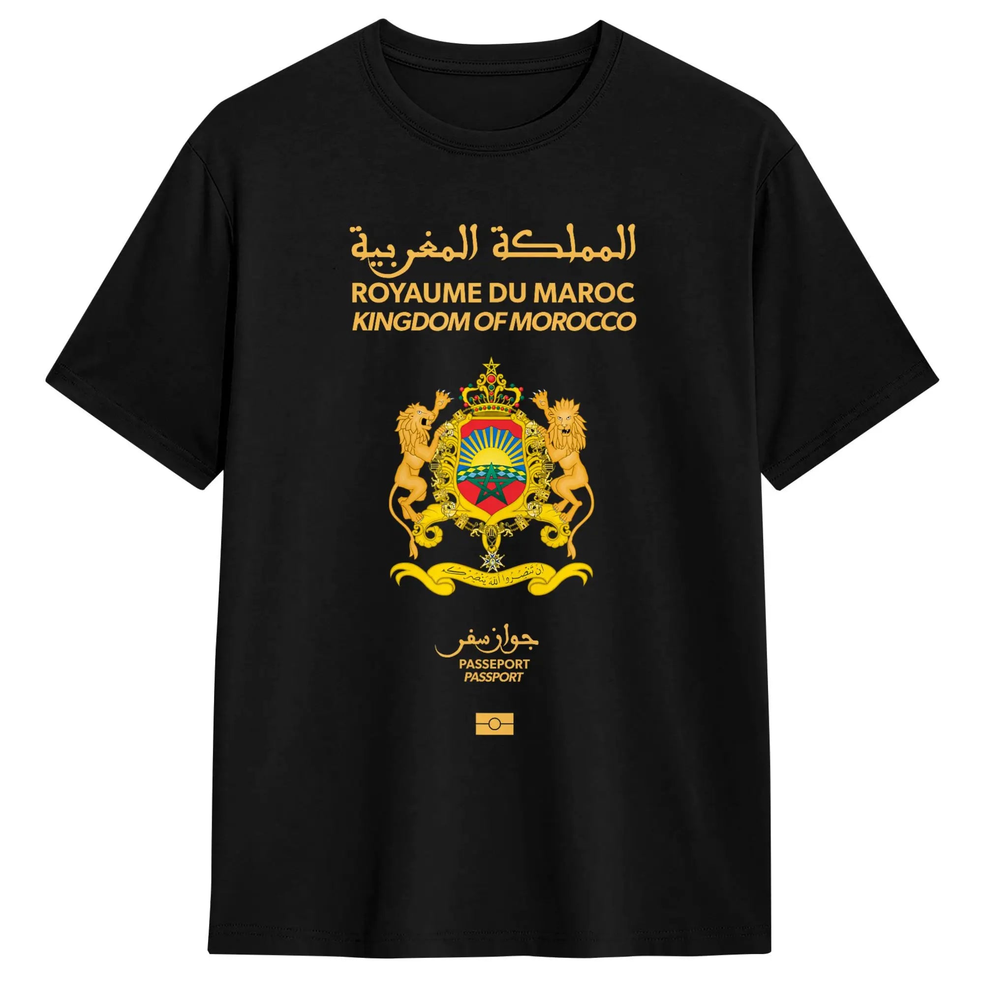 Men Moroccan passport Kingdom of Morocco T Shirts  Pure Cotton Clothing Unique Short Sleeve Crewneck Tees Adult