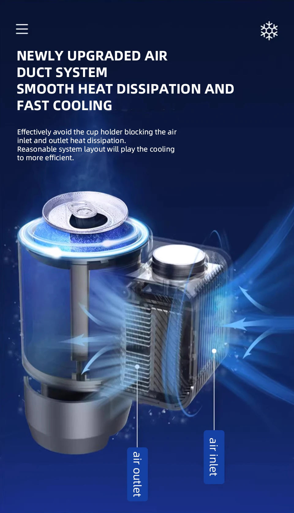 Summer Car Cup Cooler Smart Fast Cooling Cup Holder Touch Screen Beverage Chiller for Cold Drink Thermos Cup for Car Home Travel