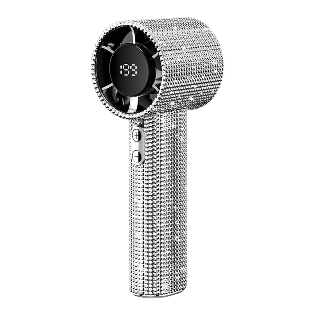 Outdoor Portable Strong Wind Handheld Fan Covered With Diamonds Type-C Rechargeable Outdoor Camping Cooling Fans