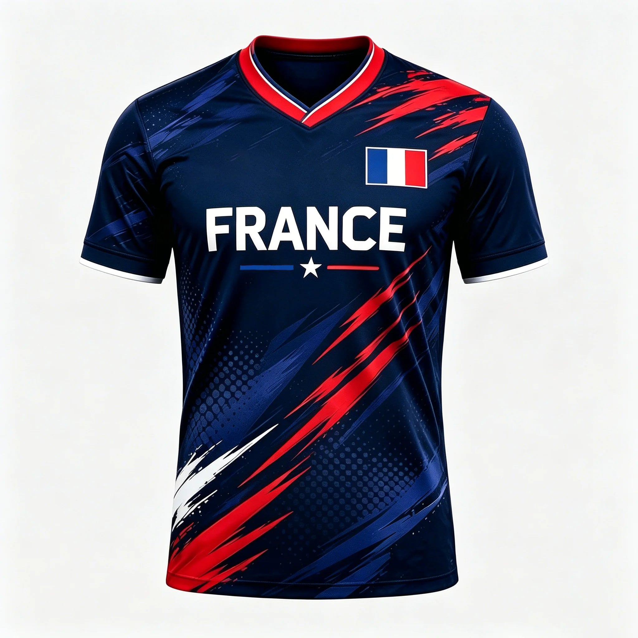 Men Women France Football Jersey With Flag Print, Breathable Quick Dry Sports T-Shirt, Casual Training Soccer Uniform