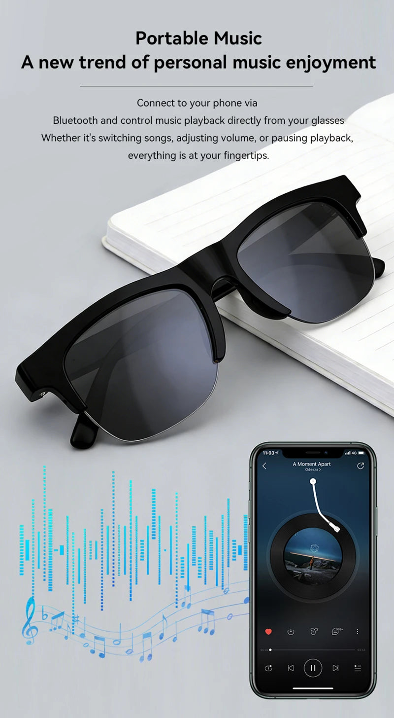 AI Smart Glasses 4K Remote Control Touch Photo Camera Recording Translator Voice Assistant Wireless Bluetooth Eyewear